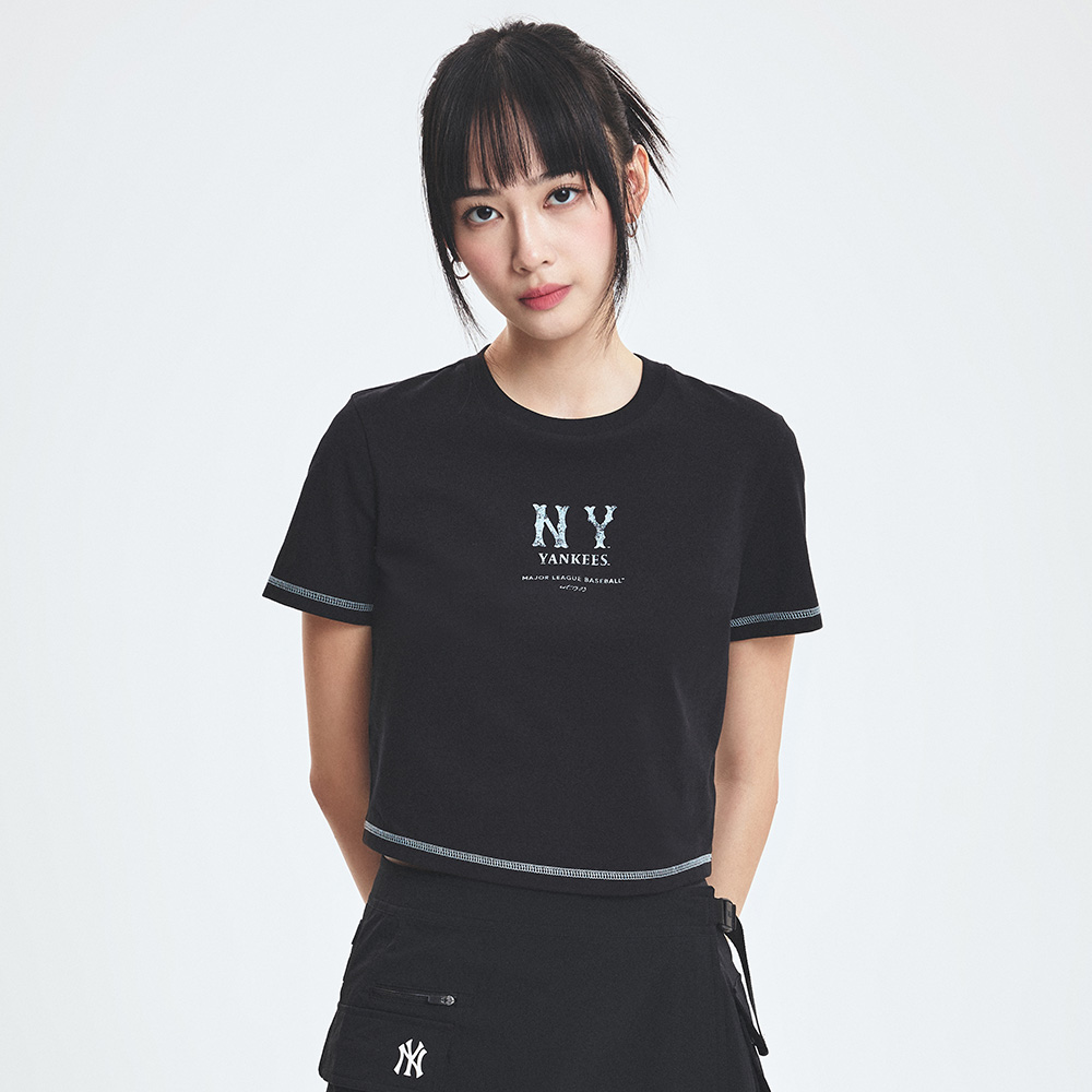 [MLB] W's Basic Coopers Slim Crop T-Shirt ★大人気★ WOMEN'S BASIC COOPERS LOGO SLIM CROP T-SHRTS NEW YORK