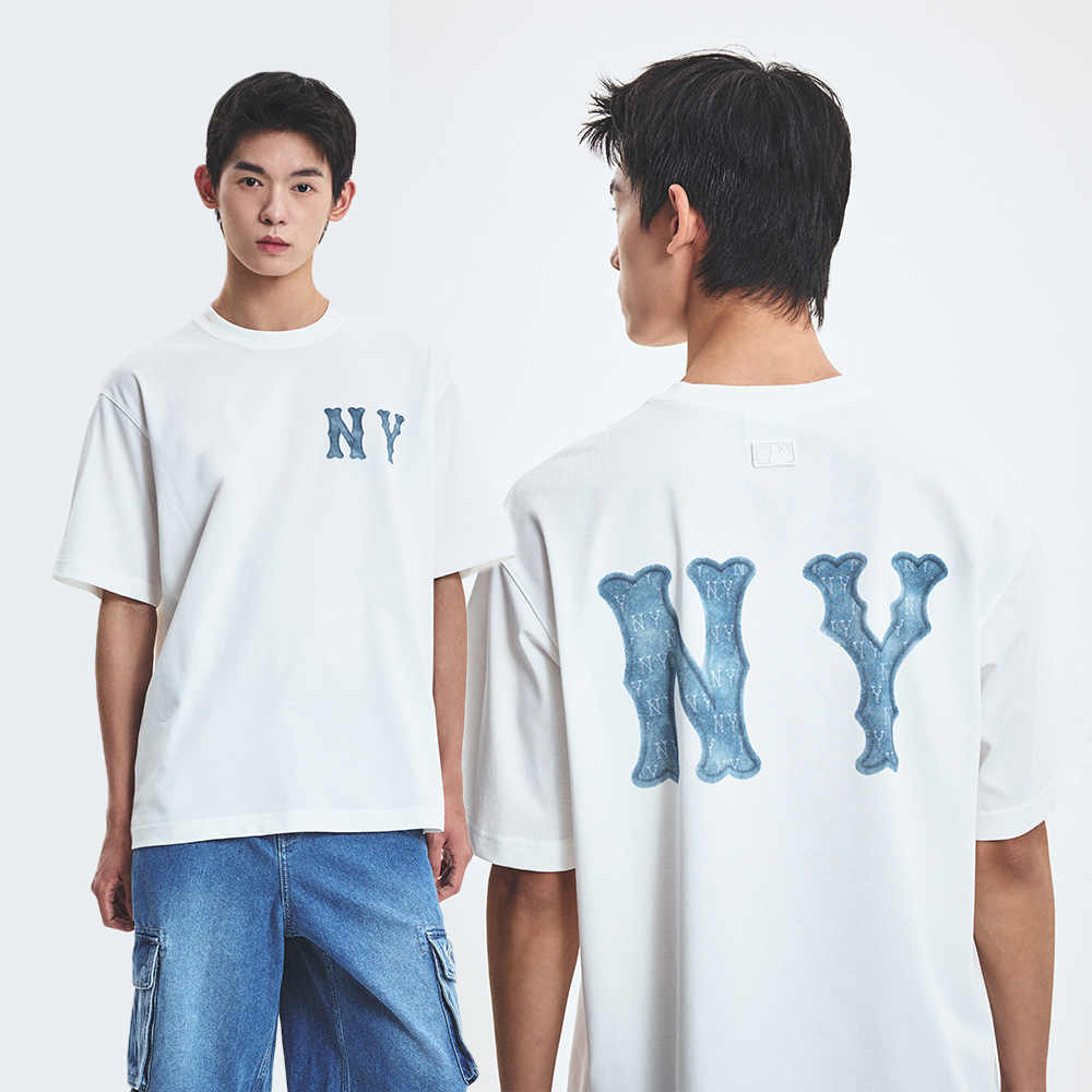 [MLB] Denim Like Coopers Overfit T-Shirt ★大人気★ เสื้อยืด Basic Coopers Denim-Like Oversized-Fit T-Shirt New