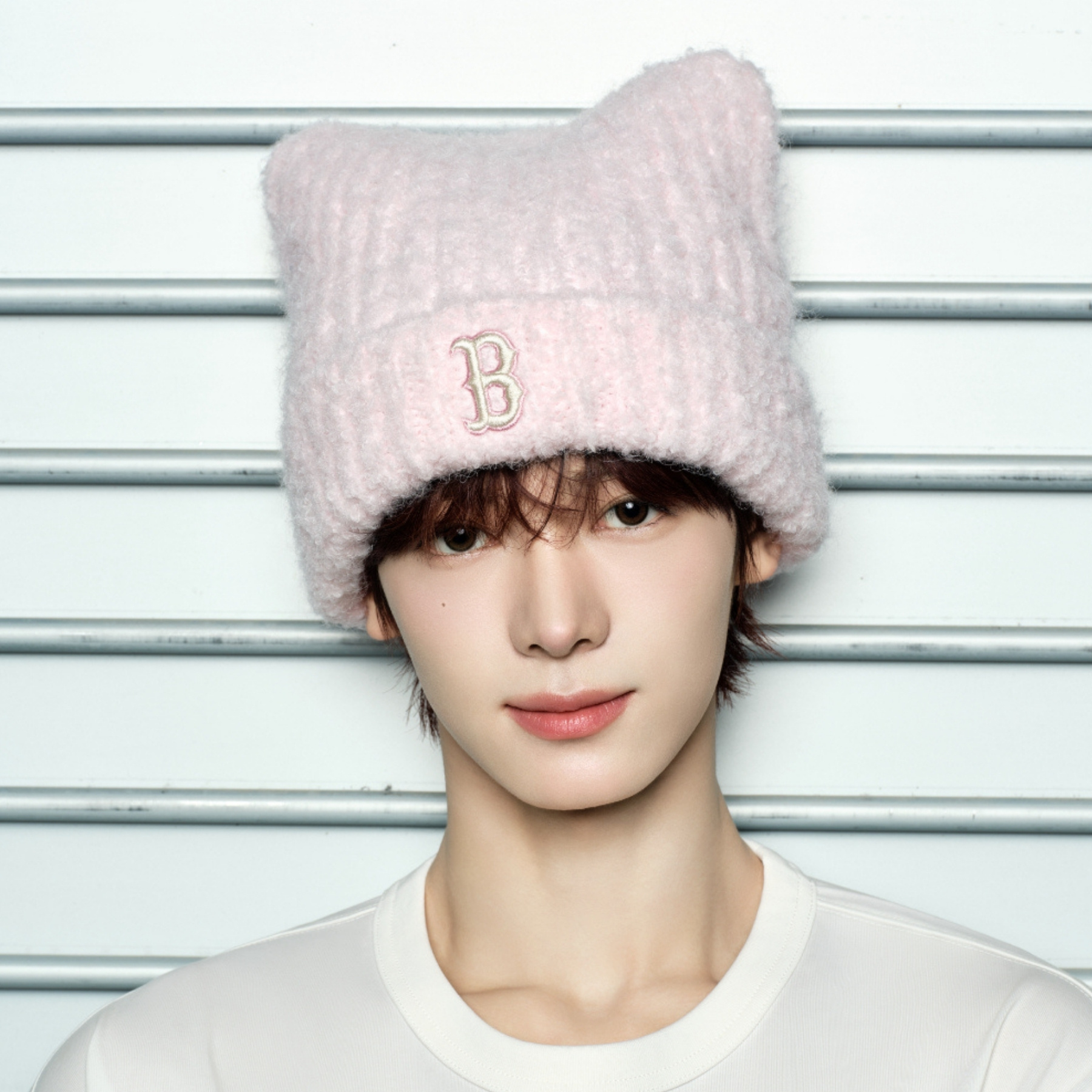MLB KOREA Plush Miyaong Beanie ネコ耳 MLB 貓耳冷帽紐約洋基隊MLB PLUSH MEOWING BEANIE (3ABNB1156-50CRS