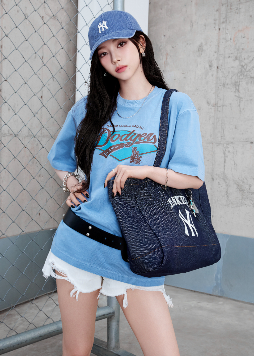 VINTAGE LETTERING DENIM SHOPPER BAG 紐約洋基隊(3AORV025N
