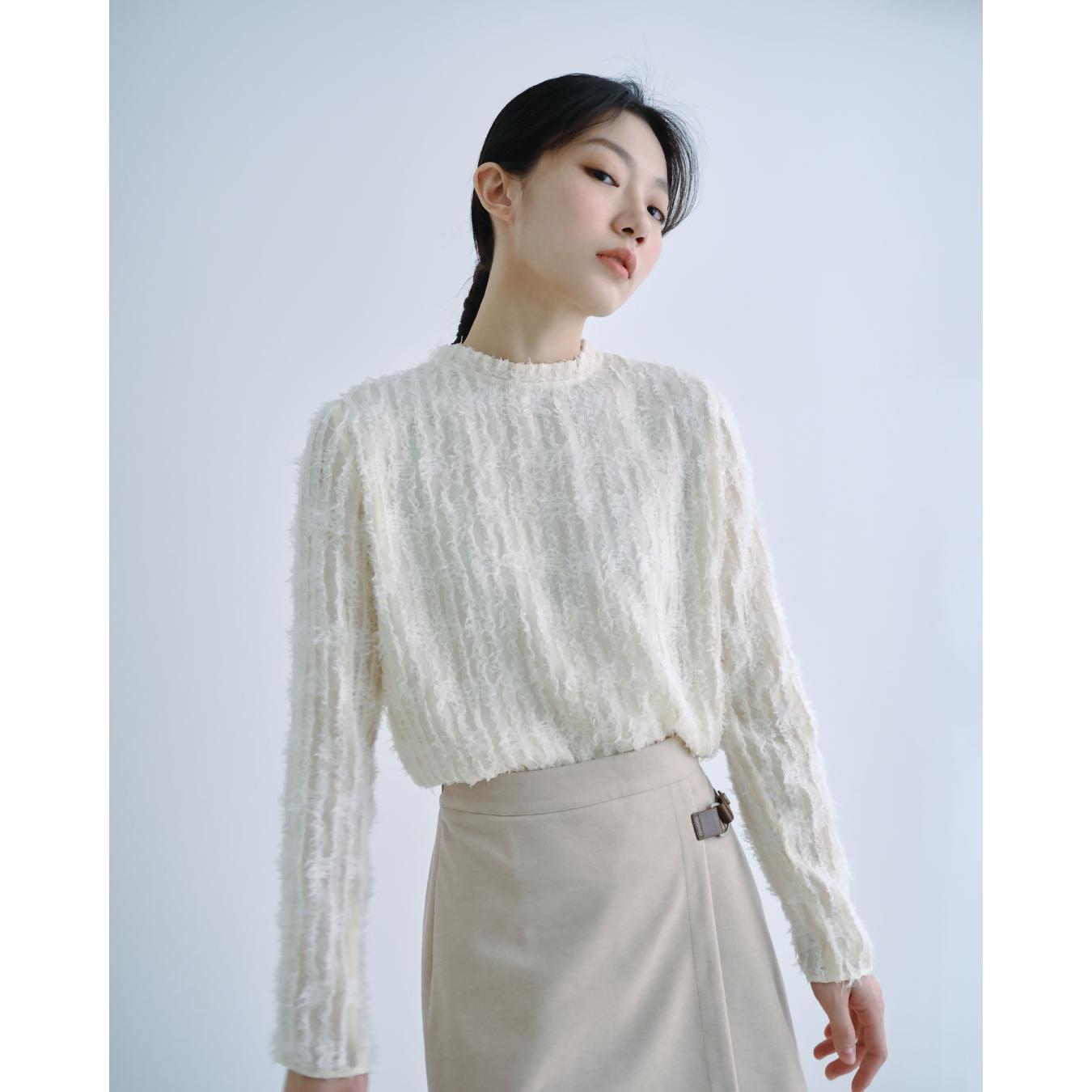 残りわずか】 through See seyto jacquard shirt fringe シャツ