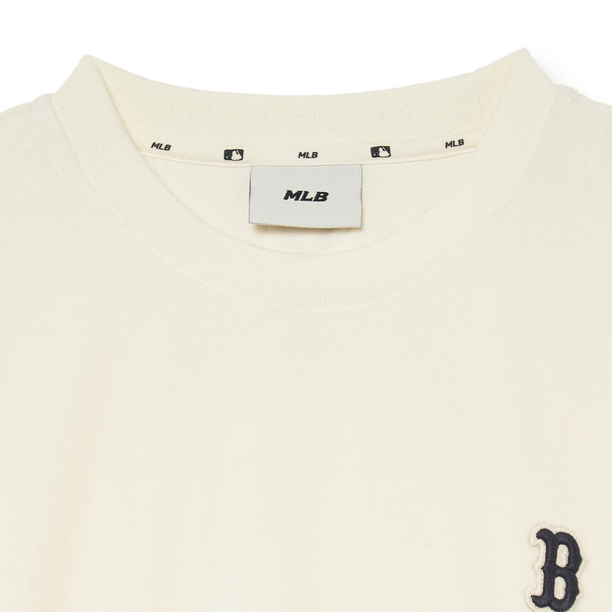 MLB Korea Classic Monogram Front Pattern Collar Tee Shirt Boston Redsox Beige