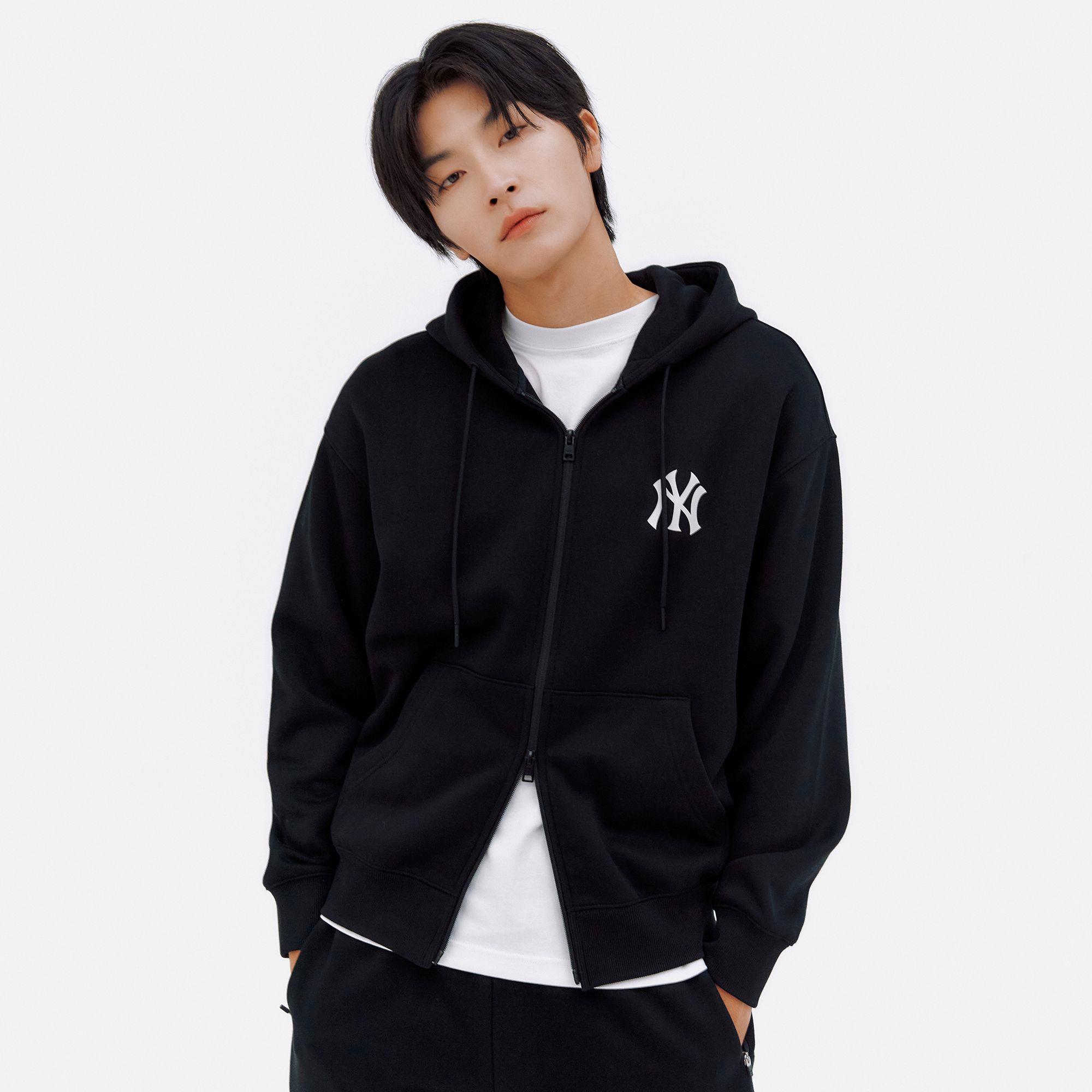 MLB Korea Unisex Cube Monogram Big Logo Oversized Sweatshirt NY Yankees Navy