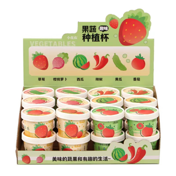 種植套裝-趣味種植杯-蔬果系列(混款)-草莓/櫻桃蘿白/西瓜/辣椒/黃瓜/番茄