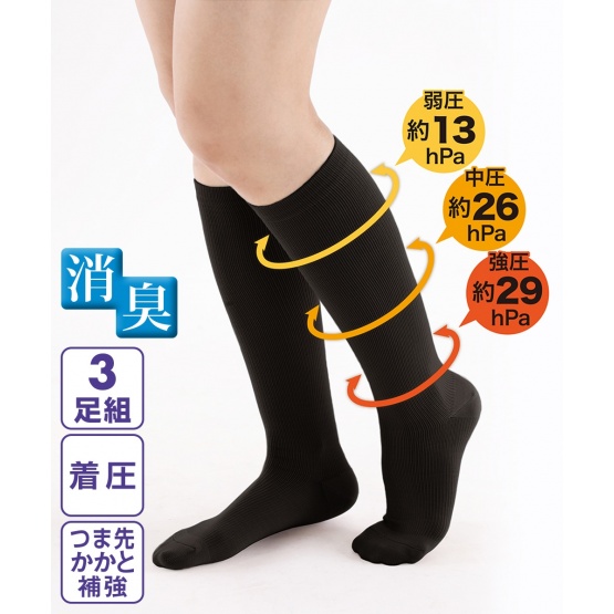 nissen (WEB限定)消臭加壓高筒襪3雙組 (日本女裝) NSCMR0119B0005