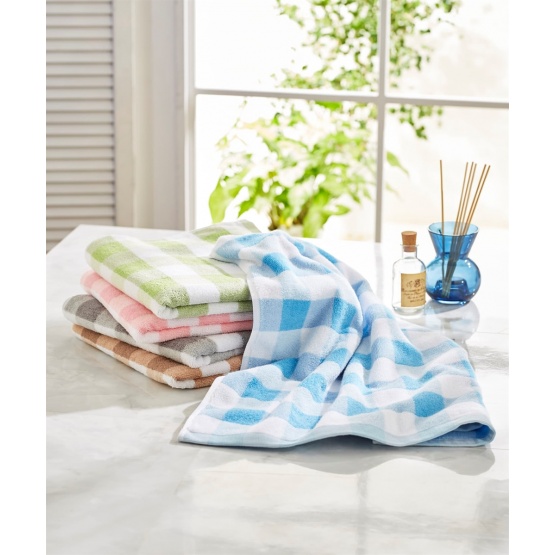nissen 海灣格紋輕柔柔軟日常浴巾 (日本家品) NSAGZ0118F0010