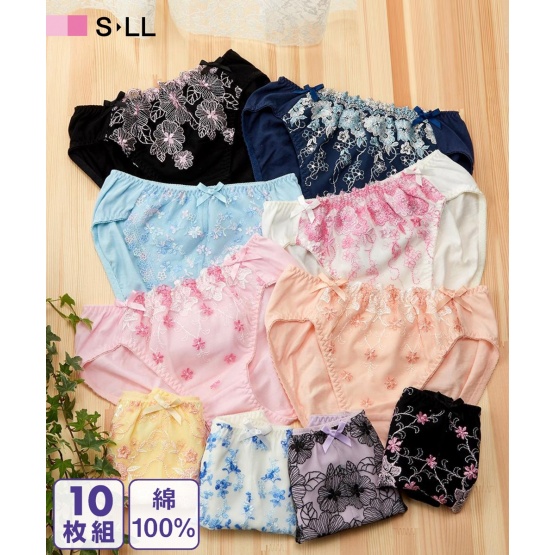 nissen 100%純棉設計標準內褲10件組 (日本女裝內衣) NSVSI0117F0009