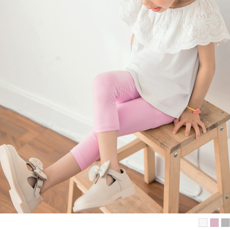 OB 涼感坑條紋織帶拼接Leggings OBQA1246