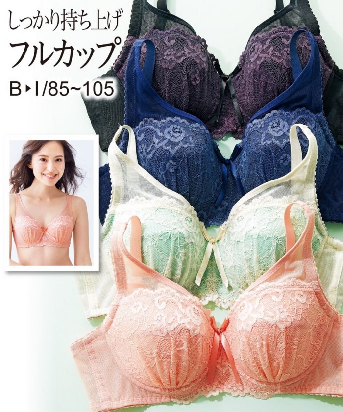 nissen 集中型全罩杯內衣(編織蕾絲型) (日本女裝及大尺碼適用內衣) NSVSK0121B0001