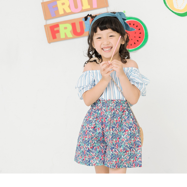 OB 碎花鬆緊傘襬五分褲裙 OBQA1272