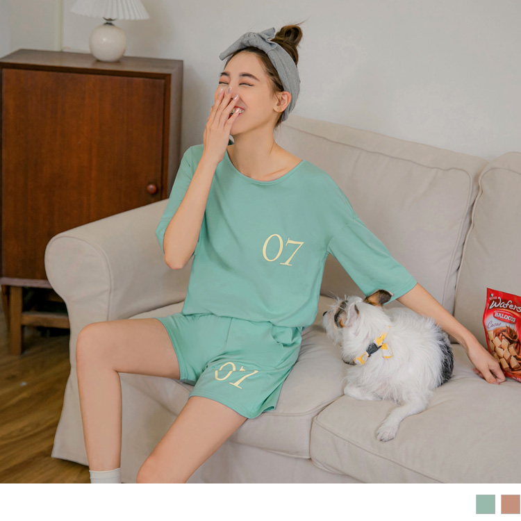 OB 涼感素色落肩休閒居家服/睡衣 OBVB0561