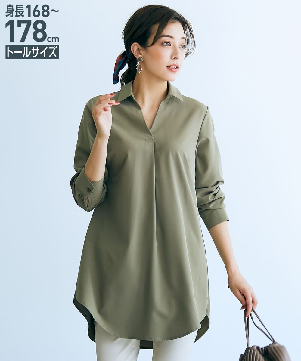 nissen [高挑尺寸]翻領長版上衣 (日本女裝大尺碼) NSCSQ0221D0001