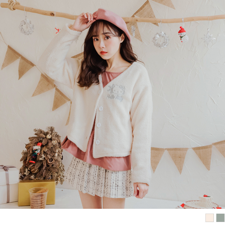 OB KITTY雪花系列．保暖羊羔毛刺繡短版外套(代購) OBKB1301