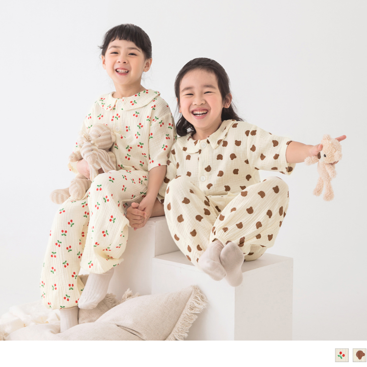 OB 韓系翻領可愛印花純棉居家/睡衣套裝 OBQA1522