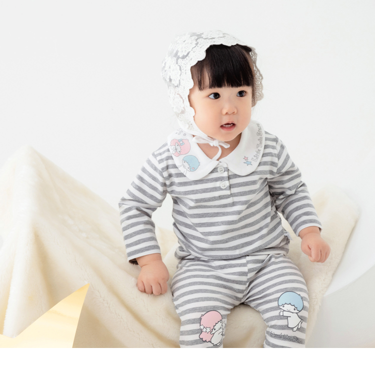 OB 台灣製可愛雙子星彈性條紋半開襟寶寶上衣(代購) OBKB1428