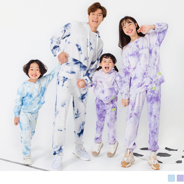 OB 運動風純棉紮染小熊印花帽T/上衣(親子裝) OBQA1513