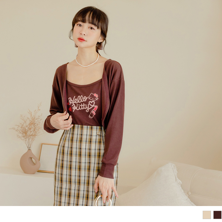 OB KITTY妝可愛系列．羅紋小外套+細肩背心真兩件套裝(代購) OBKB1389