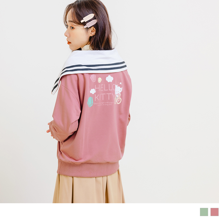 OB 玩轉百tee．KITTY環島台灣系列水手領半開襟上衣(代購) OBKB1415