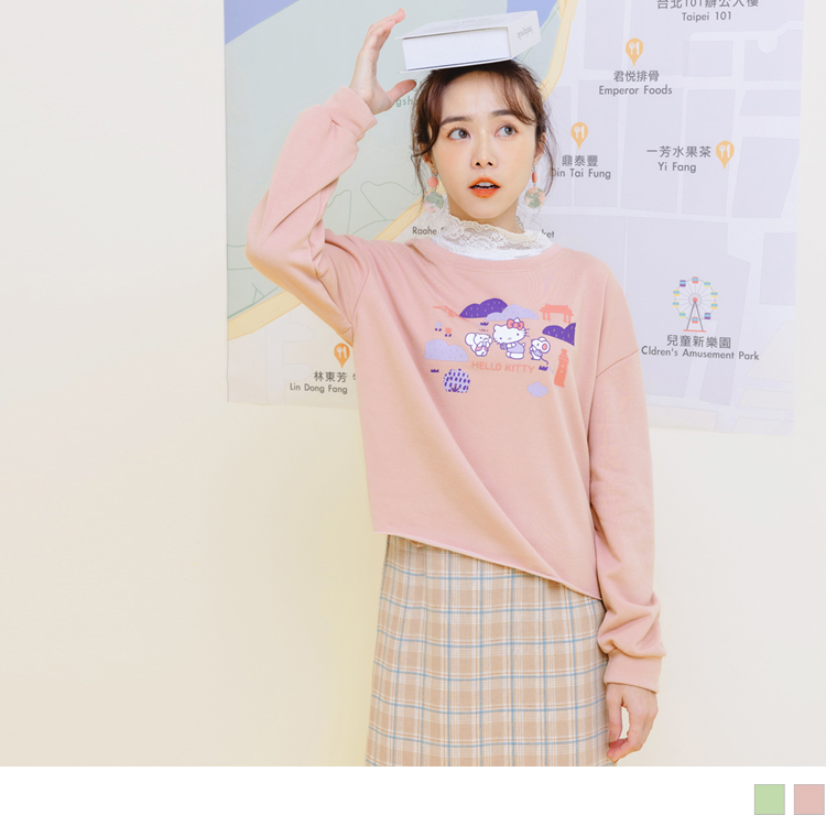 OB 玩轉百tee．KITTY環島台灣抗UV功能短版衛衣(代購) OBKB1443