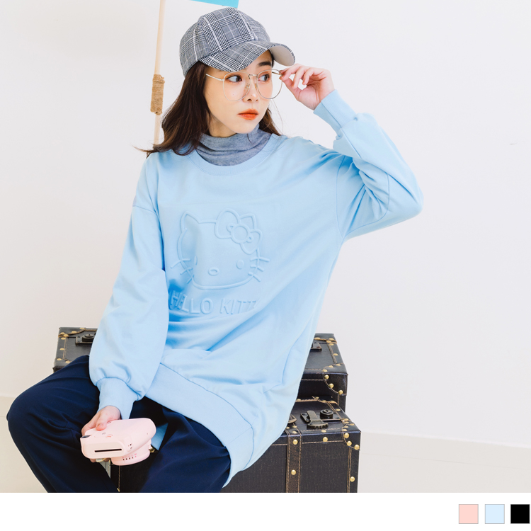 OB 玩轉百tee．KITTY環島台灣凹凸印前短後長衛衣(代購) OBKB1444