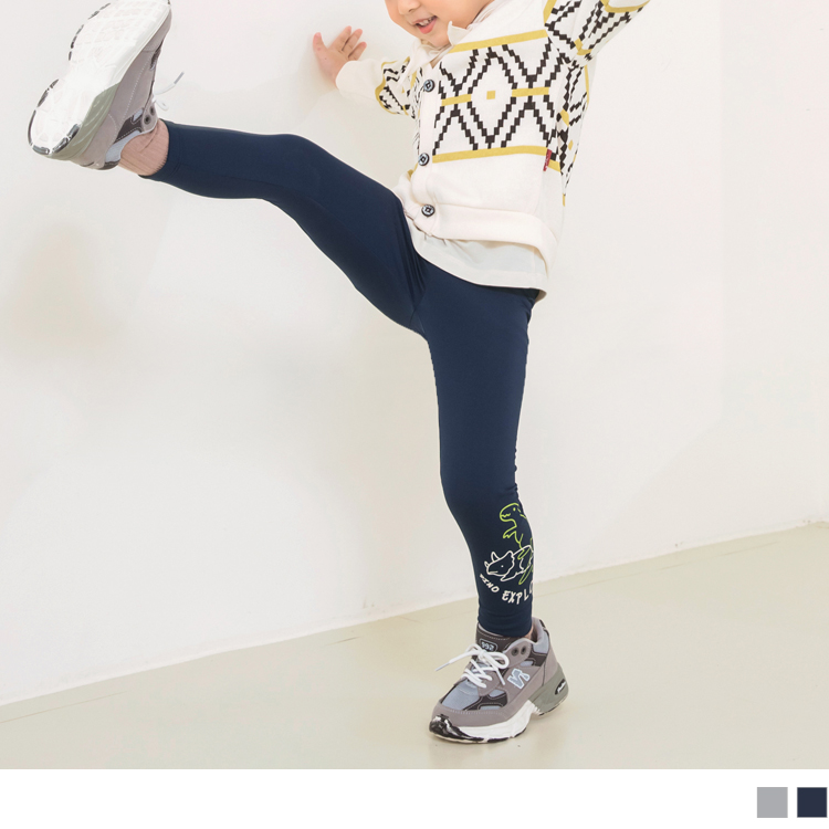 OB 13度WARM++超進化恐龍印花高彈力發熱Leggings OBQA1618