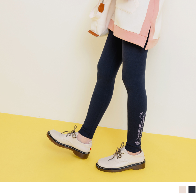OB KITTY環島台灣系列．側印花輕磨毛彈力保暖Leggings(代購) OBKB1430