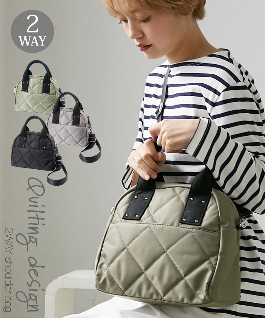 nissen 絎縫設計2WAY手提/肩背包 (日本女裝) NSDDT0122D0001