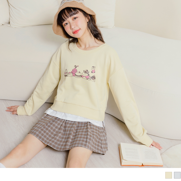 OB 玩轉百tee．萌系貓咪印花圓領衛衣/上衣 OBAB18126