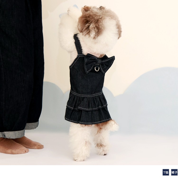 OB 牛仔蝴蝶結連身裙吊帶寵物衣服 OBZB1950