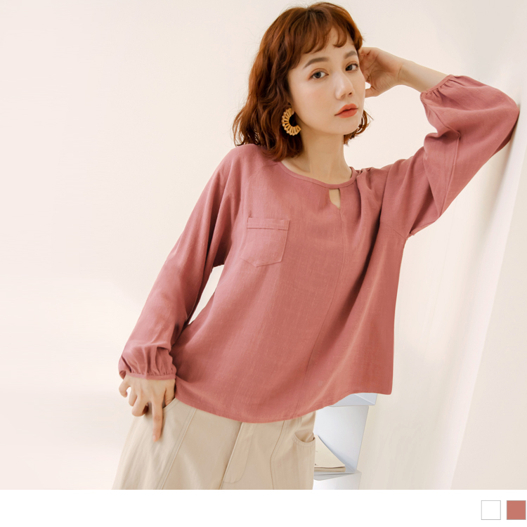 OB 造型開口長袖棉麻上衣 OBAB18099 SS23