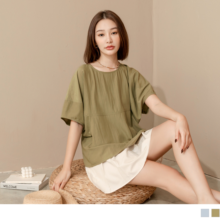 OB 不易皺立體拋袖圓領純色上衣 OBAB18338 SS23