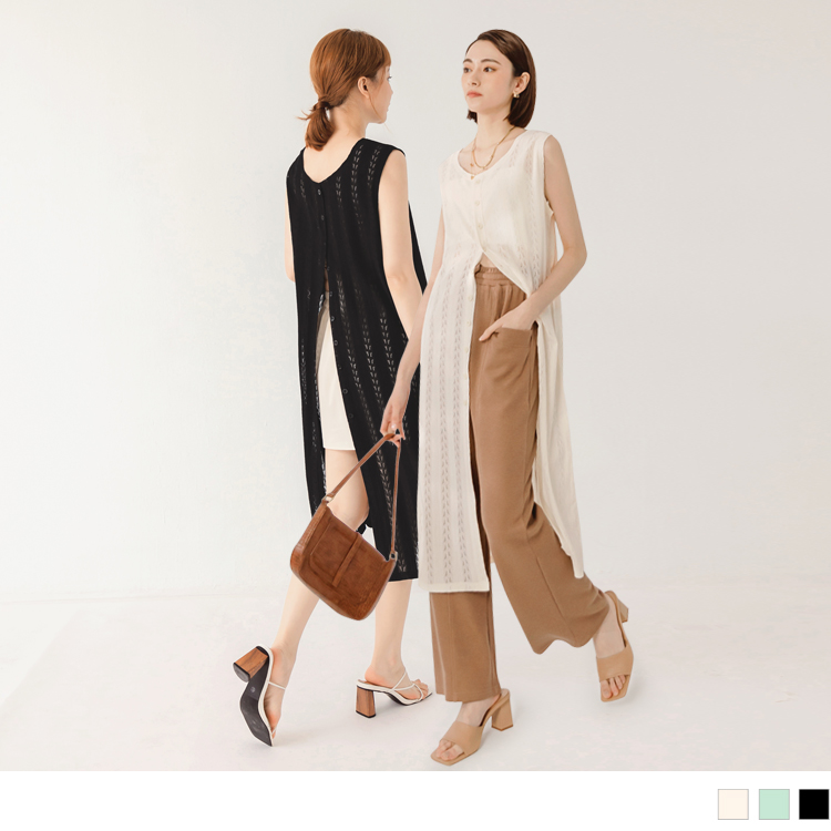 OB 兩面穿圓領蕾絲無袖連身裙/外套 OBAB18240 SS23