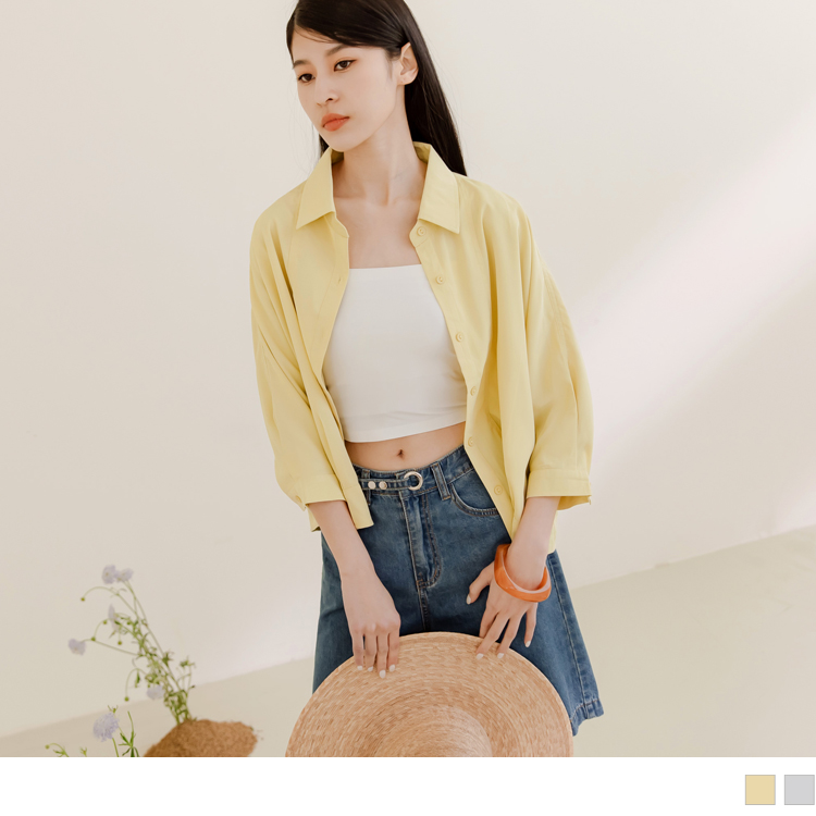OB 不易皺連袖翻領開襟上衣/外套 OBAB17504 SS23
