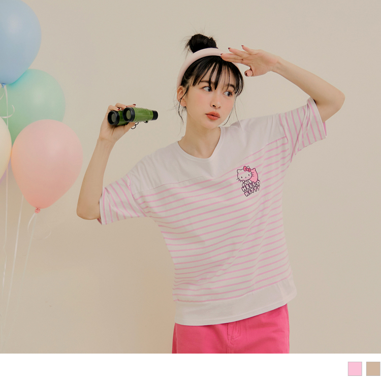 OB KITTY CUTIE LAND．橫條紋挖袖短TEE(代購) OBKB1492 SS23
