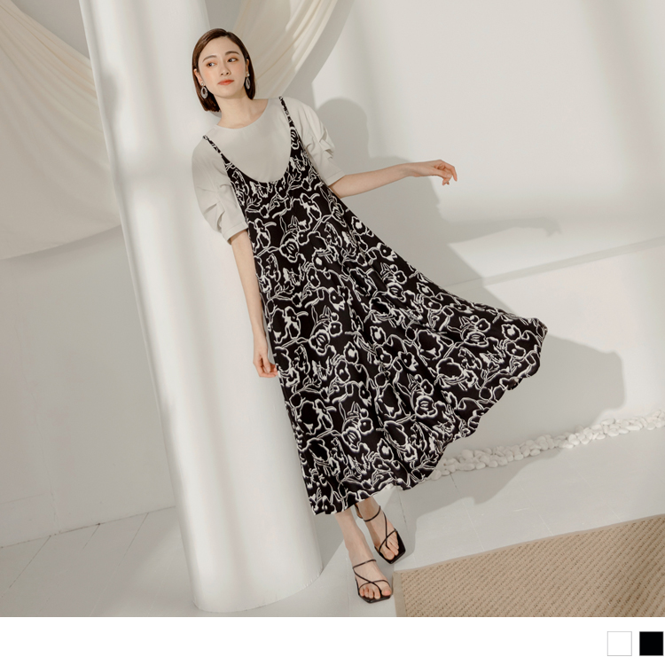 OB 涼感．舒涼雪紡兩面穿細肩帶中連身裙 OBDA9621 SS23