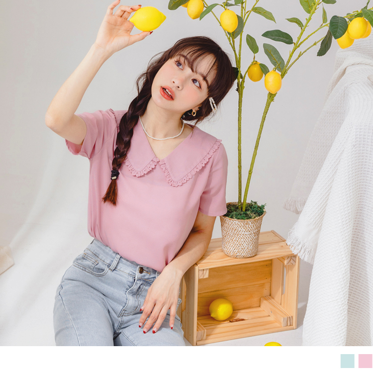 OB 雪紡不易皺荷葉娃娃領片上衣 OBAB18314 SS23