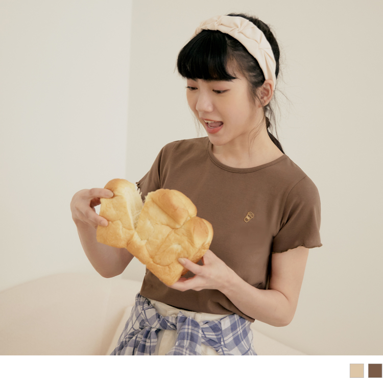 OB 咖啡廳家族．刺繡咖啡杯木耳邊短版TEE OBKG1568 SS23