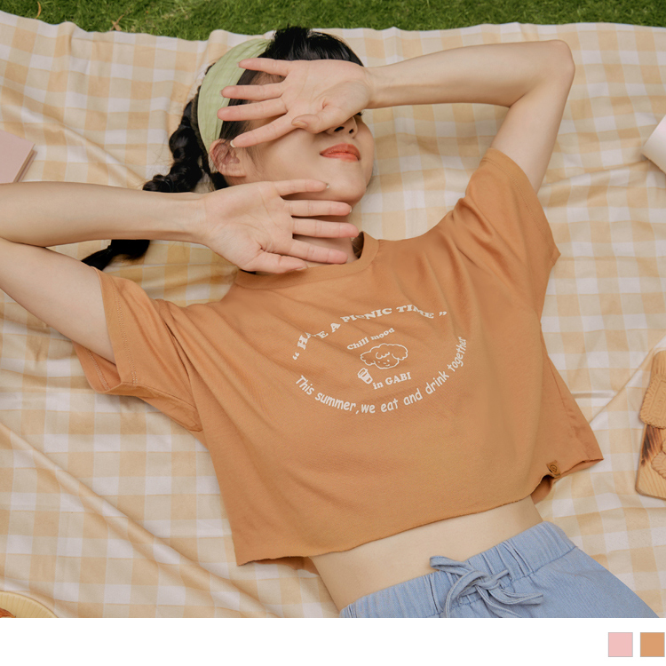 OB 咖啡廳家族．GaBi店長字母印花不收邊短TEE OBKG1577 SS23