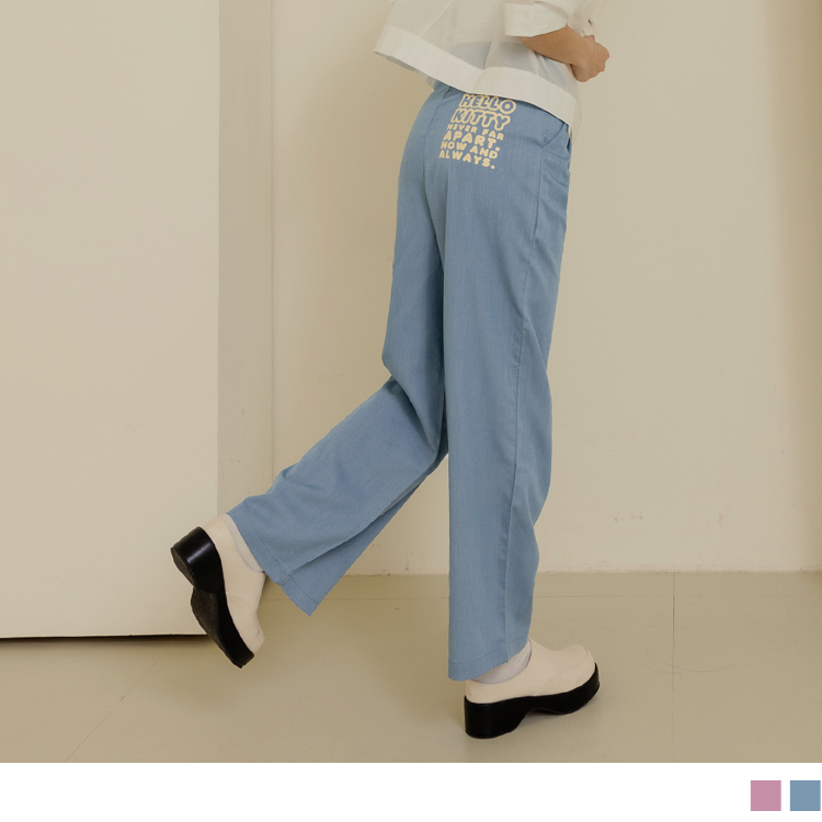 OB KITTY CUTIE LAND．後口袋印花寬褲(代購) OBKB1489 SS23