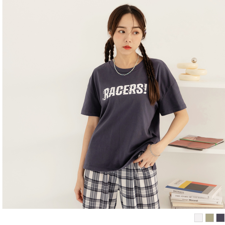 OB 棉質個性印花前短後長短袖上衣 OBAB18263 SS23