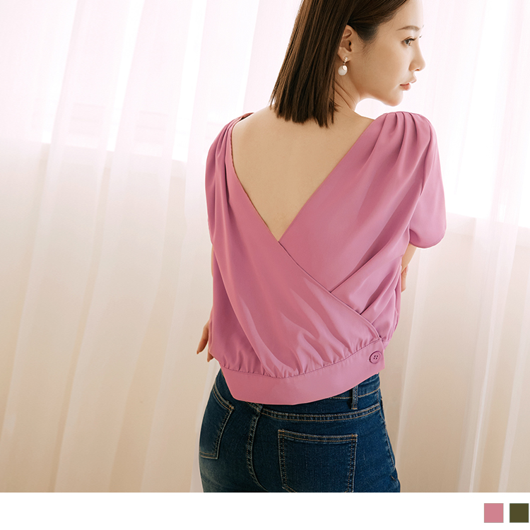 OB 涼感．舒涼雪紡兩面穿短袖上衣 OBAB18381 SS23