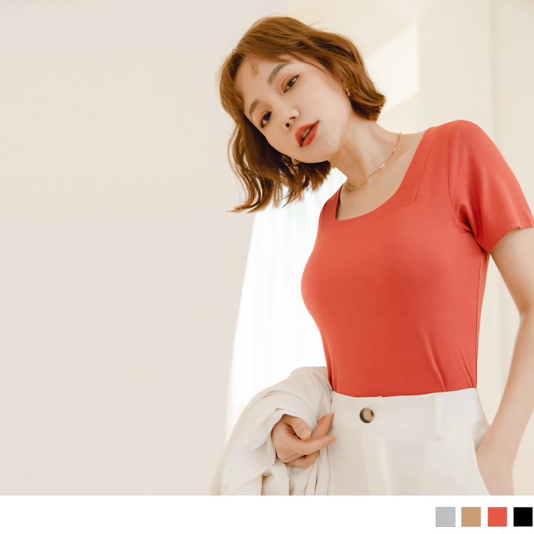 OB 涼感．莫代爾方領短袖BRA TOP OBAB18239 SS23