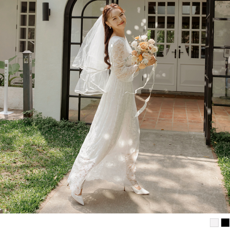 OB 透膚蕾絲收腰長襬露背輕婚紗 OBDA9704 SS23