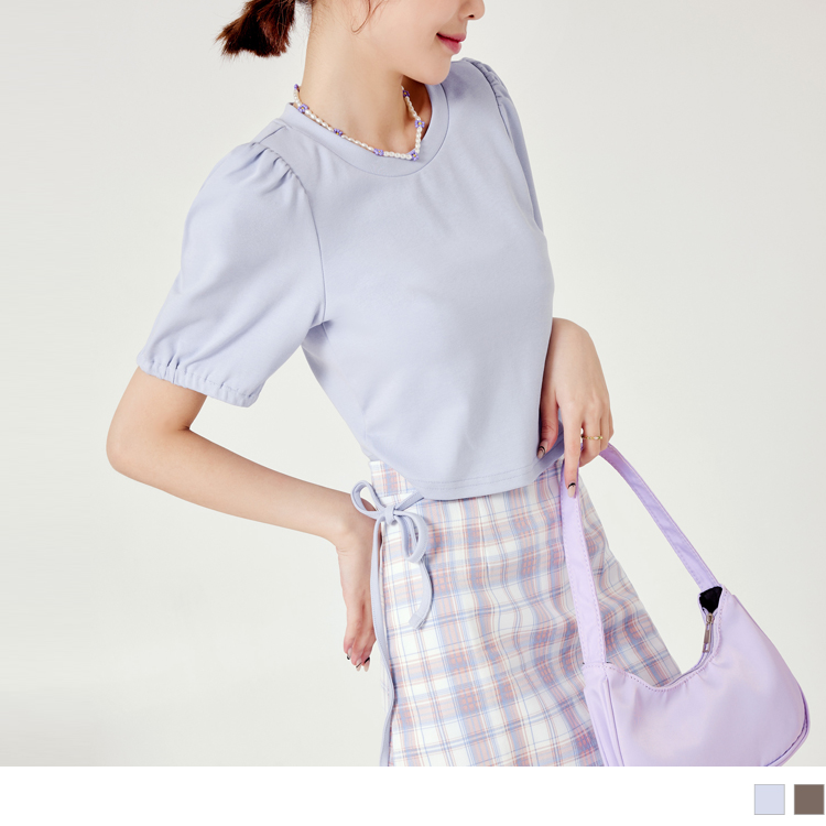 OB 含棉側綁帶墊肩拋袖上衣 OBAB18405 SS23