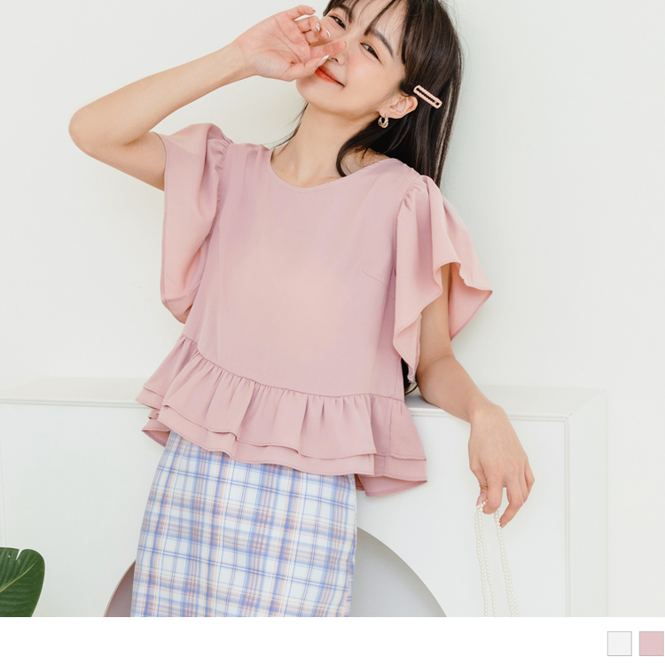 OB 涼感．舒涼雪紡荷葉上衣 OBAB18462 SS23