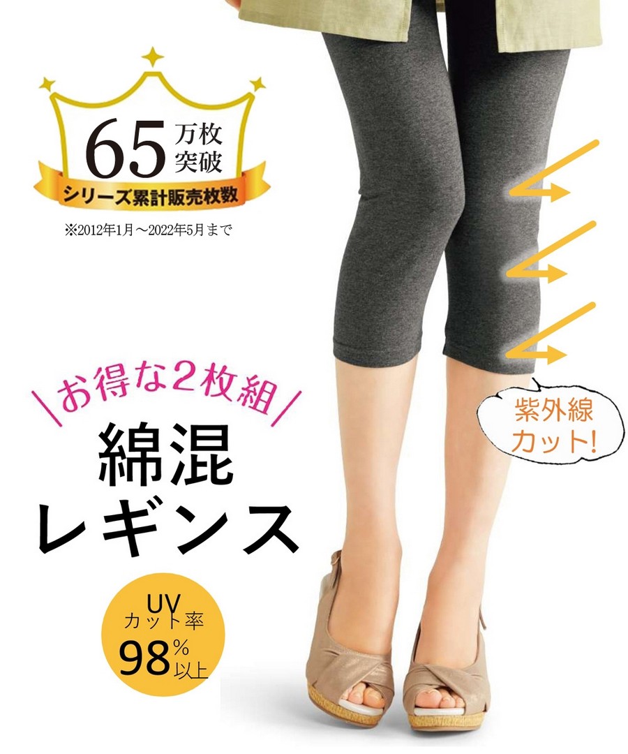 nissen 混棉7分長Leggings 2條組(抗UV) (日本女裝大尺碼) NSVCZ0117F0023 SS23
