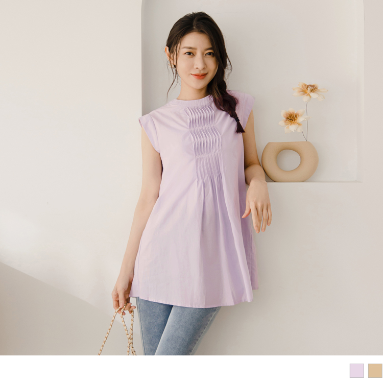 OB A字傘襬無袖純色上衣 OBAB18317 SS23