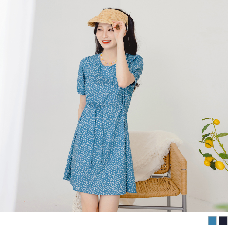 OB 清甜碎花拋袖綁帶短連身裙 OBDA9758 SS23