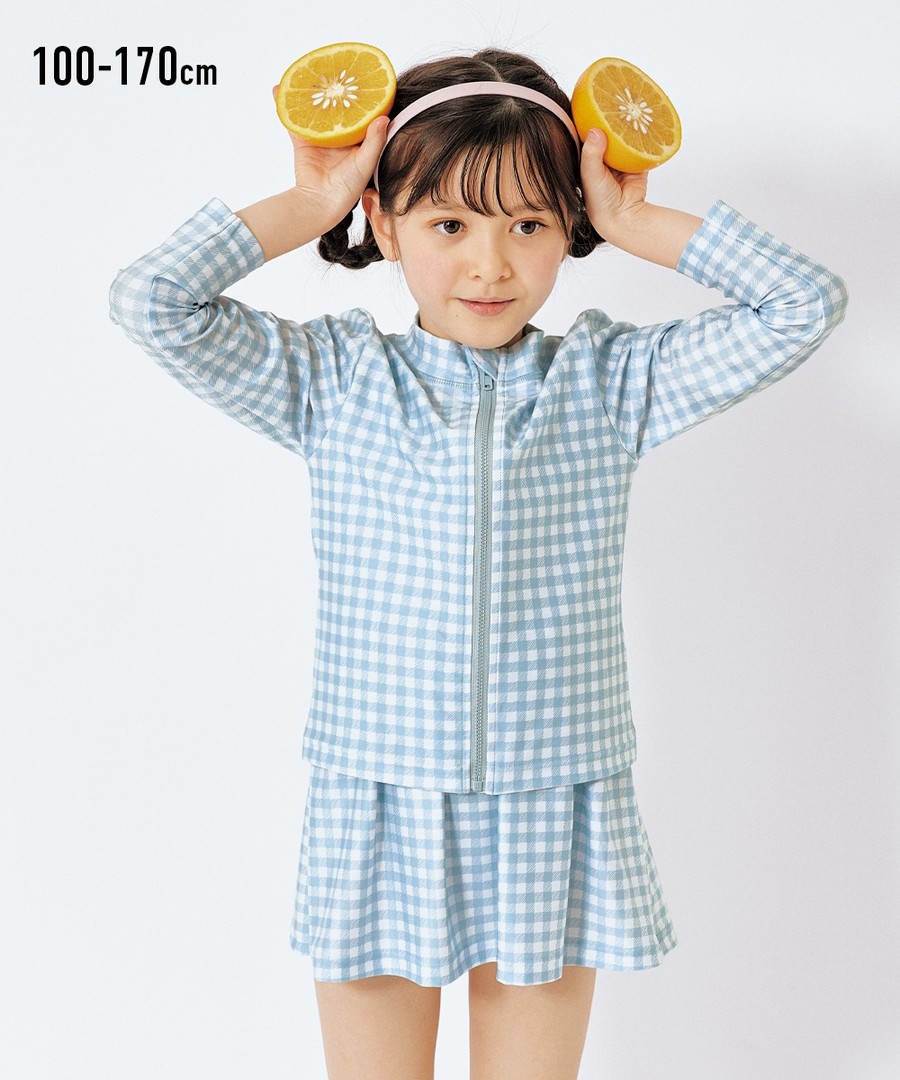 Nissen 格紋長袖沙灘遮陽外套(男孩，女孩，青少年) (日本童裝) NSBOY0723C0002 SS23
