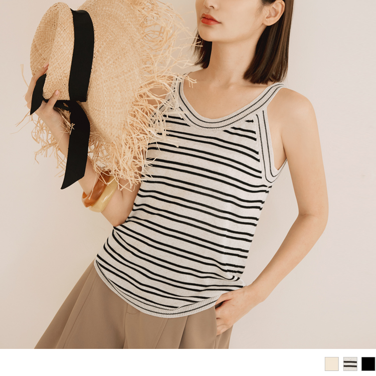 OB 簡約圓領削肩上衣/背心 OBAB18663 SS23